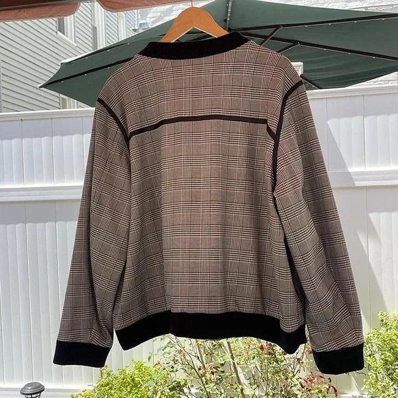 GSTQ - Women's Moto Gray Plaid Bomber Jacket Gray Size 2X